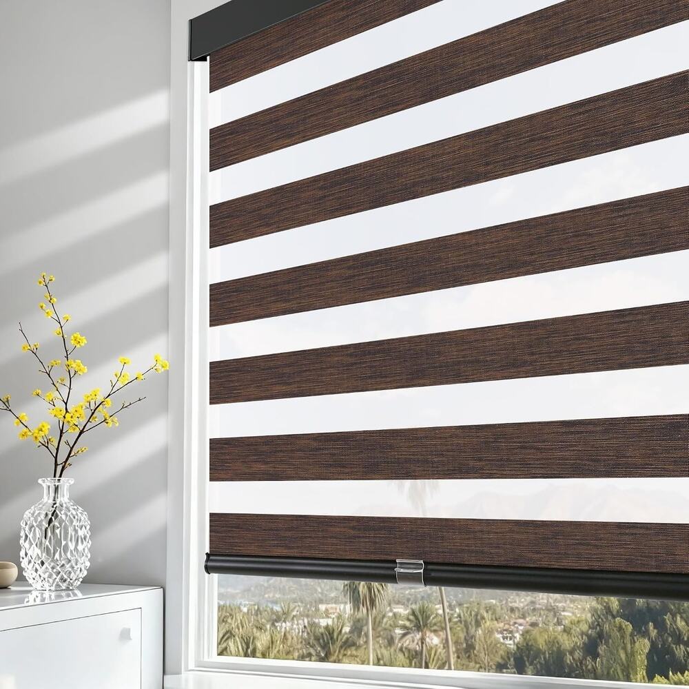 AOSKY Cordless Zebra Blinds for Indoor Windows, 38x72 H, Brown